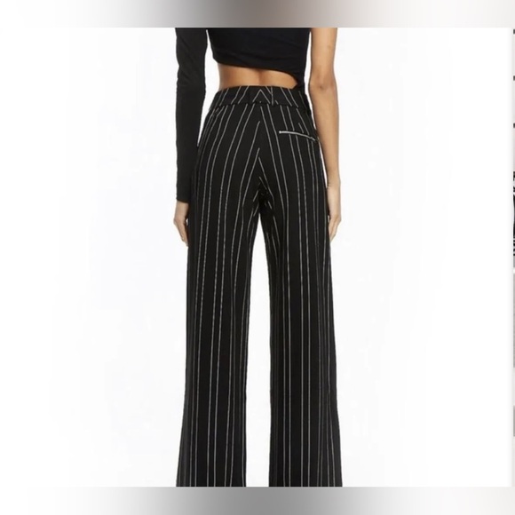 I.AM.GIA. | Black Pinstripe High Waist, Wide Leg Cropped Trouser Pants••Academia - Picture 3 of 16